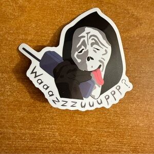 Ghost Face Sticker with Phone - Black and White